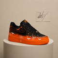 Halloween Custom Sneakers – Orange & Black Spiderweb Bat Custom Shoes
