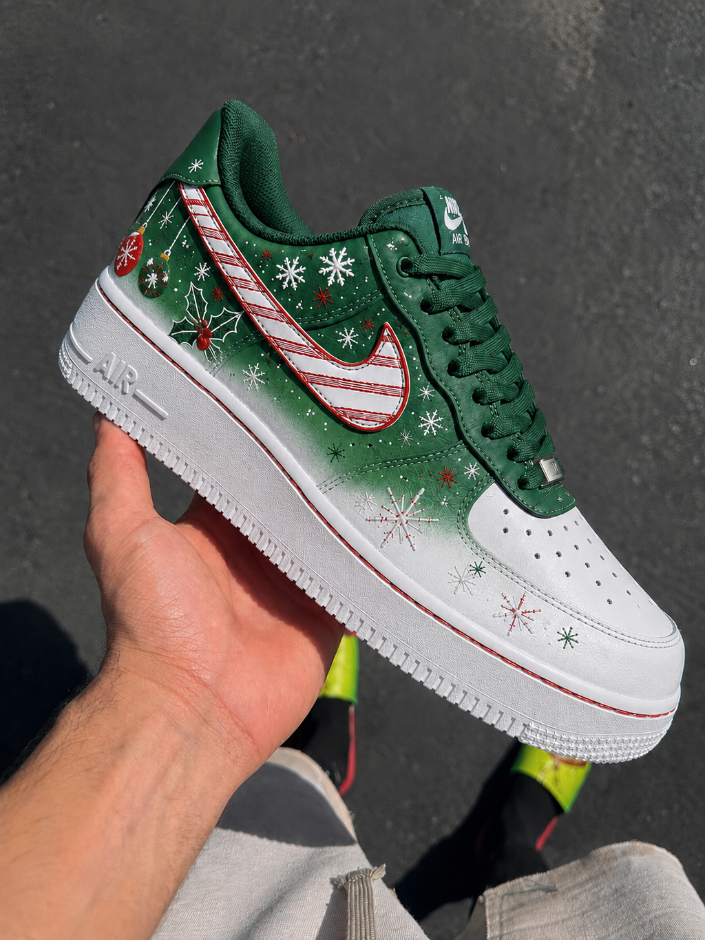 Christmas Candy Cane Custom Sneakers – Hand Painted Holiday Winter Art Shoes | Vees Customs Kicks