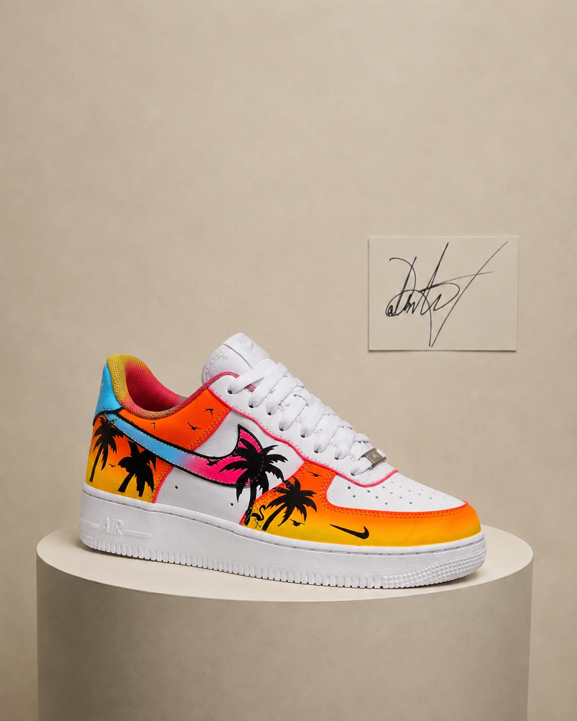 Sunset Palm Tree Custom Shoes – Hand-Painted Tropical Sneakers